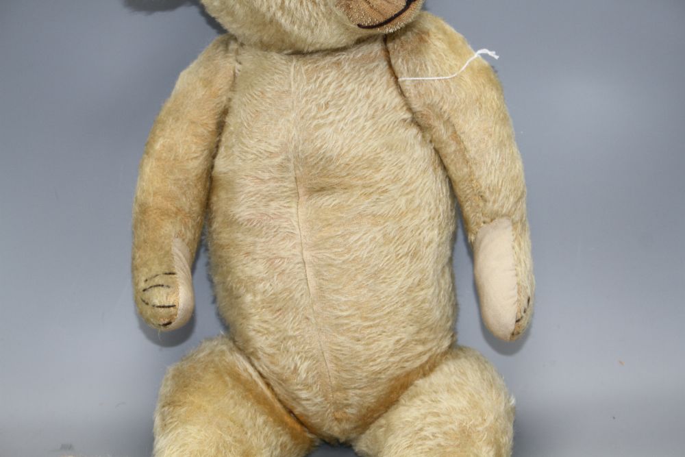 A Chiltern type English bear, c.1930s, 26in., three replaced paw pads, glass eyes